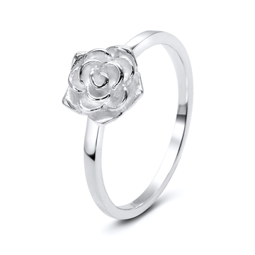 Delicate Rose Flower Silver Ring NSR-3187